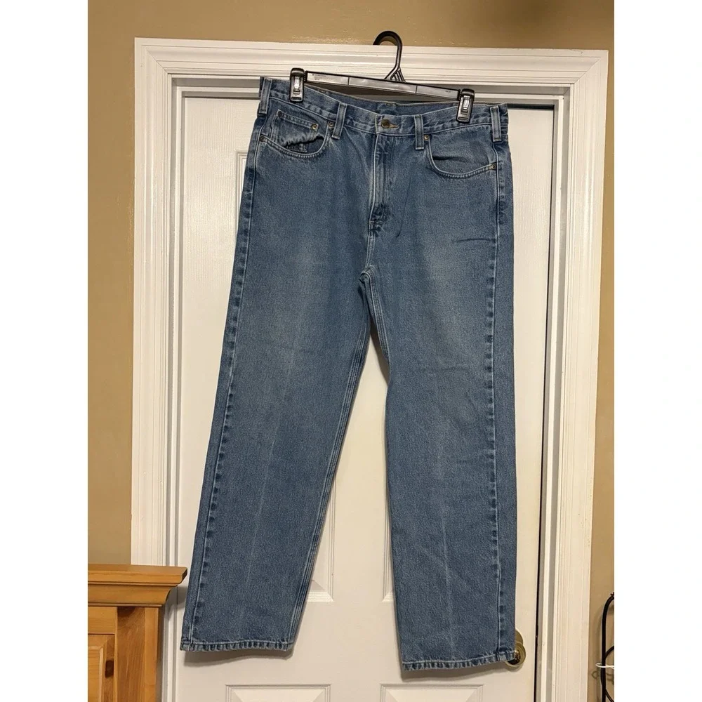 Men's Carhartt Jeans, Medium Wash Denim, Men's Jeans Size 38x32, 38 waist pants
